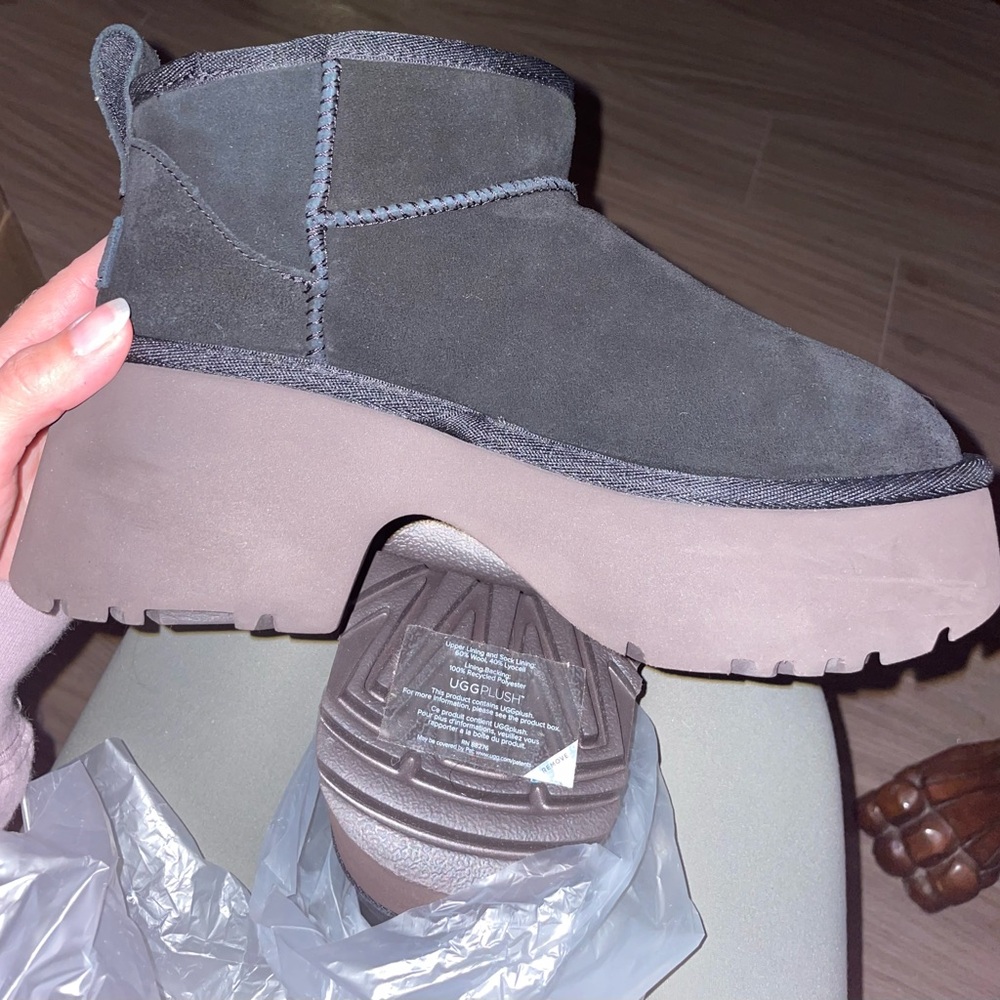 UGG Classic Mini New Heights Women's Black Platform Boots